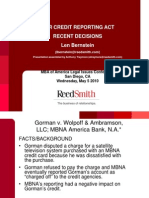 Fair Credit Reporting Act Recent Decisions Len Bernstein