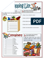 THE SHOPPING LIST Worksheet