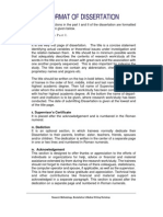 Format of Dissertation: 1) Sections in Part I. - Title Page