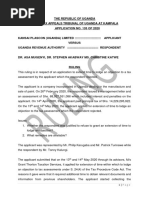 Kasai Plascon (U) Limited V Uganda Revenue Authority (Application No TAT 135 of 2020) 2020 UGTAT 28 (11 September 2020)