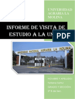 Informe de Visita de Estudio A La Unalm