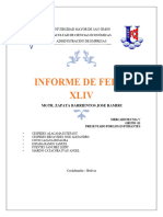 Informe de Feria Xliv: Universidad Mayor de San Simon Facultad de Ciencias Económicas Administracion de Empresas