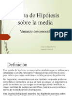 Prueba de Hipótesis Sobre La Media: Varianza Desconocida