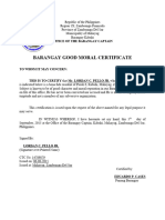 Barangay Good Moral Certificate