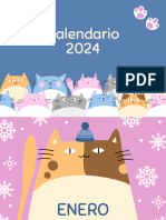 Calendario Pared 2024 Gatos Ilustrado Multicolor