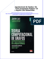 Ebook PDF of Teoria Computacional de Grafos: Os Algoritmos Com Programas Python 1St Edition Jayme Luiz Szwarcfiter Full Chapter