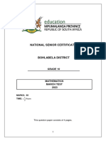 Mathematics Grade 10 March Test 2023