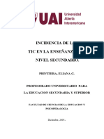 Incidencia de Las Tic en La Enseñanza Del Nivel Secundario