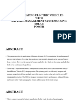 Integrating Electric Vehicles With Battery Management Systems Using Solar Power