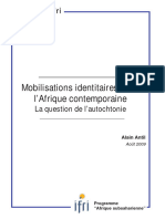 Mobilisations Identitaires Dans L'afrique Contemporaine: Note de L'ifri