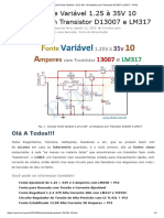 Circuito Fonte Variável 1.25 À 35V 10 Amperes Com Transistor D13007 e LM317 - FVML