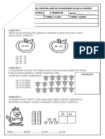 Avaliação de Matemática Segundo Bimestre