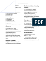 Environmental and Industry Analysis.: Developing The Business Plan Major Sections of A Business Plan