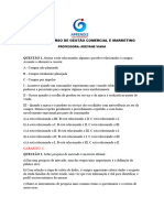 Simulado Curso de Gestão Comercial e Marketing