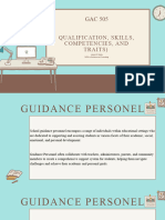 The Guidance Personnel (Roles, Specific Tasks, Qualification, Skills, Competencies, and Traits) 