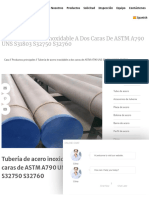 Tubería de Acero Inoxidable A Dos Caras de ASTM A790 UNS S31803 S32750 S32760