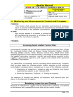 Monitoring and Measurement of Product and Processes