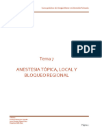 Tema 7 Anestesia Tópica, Local y Bloqueo