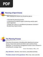 Planning of Sport Events 1