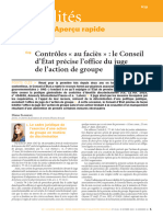 D. Florent, Contrôles Au Faciès - Le Conseil D'état Précise L'office Du Juge de L'action de Groupe