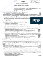 Epreuve de Mathématiques Partie A: Evaluation Des Ressources: 15,5 Pts