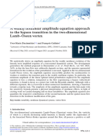 A Weakly Nonlinear Amplitude Equation Approach To The Bypass Transition in The Two Dimensional Lamb Oseen Vortex