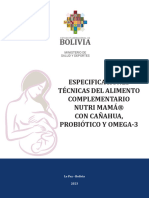 Especificaciones Técnicas Del Alimento Complementario Nutri Mamá Con Cañahua, Probiótico y Omega-3