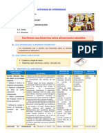 D4 A1 SESION COM. Escribimos Una Historieta Sobre Alimentación Saludable