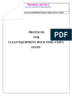 Clean Equipment Hold Time Study Protocol