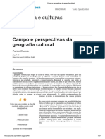 Claval - Campo e Perspectivas Da Geografia Cultura 1992