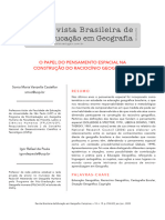 O Papel Do Pensamento Espacial Na Construção Do Raciocínio Geográfico