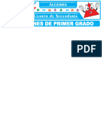 Ecuaciones de Primer Grado para Cuarto Grado de Secundaria