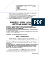 Exercicio Texto Literario e Não Literário