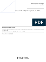 Expériences Démontrant La Haute Antiquité Du Papier de Chiffe (1884)