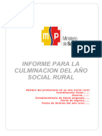 Modelo de Informe Culminación Año Rural Aprobación SNPSS