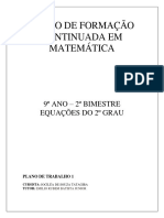 Curso de Formação Continuada em Matemática: 9º Ano - 2º Bimestre Equações Do 2º Grau