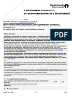 P 001a Application For Resource Consent Short Term Visitor Accommodation Residential Zone