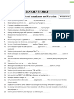 Worksheet 01 Principle of Inheritance and Variation Mendelian