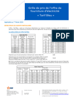 Grille Prix Tarif Bleu