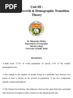 Unit III: Population Growth & Demographic Transition Theory