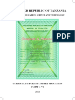 Curriculum For Secondary Education Form V - VI