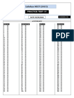 Practice Test 01 - Hints & Solutions - Lakshya NEET 2025