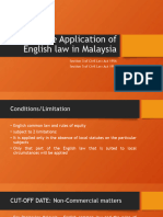 The Application of English Law in Malaysia