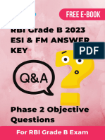 Rbi Grade B 2023 Esi FM Objective Questions Answer Key