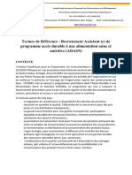 Termes de Référence: Recrutement Assistant (E) de Programme Accès Durable À Une Alimentation Saine Et Nutritive (ADASN)