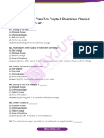 Chemistry Worksheet Class 7 On Chapter 6 Physical and Chemical Changes With Answers Set 1