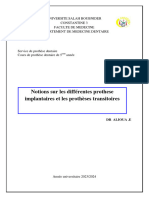 Notions Sur Les Différentes Prothèses Implantaires Et Prothèses Transitoires DR ALIOUA