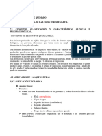 Resumen Fisiopatologia, Manejo y Descripción de Lesiones en Quemados