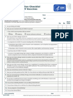 CDC Pre Vaccination Screening Form