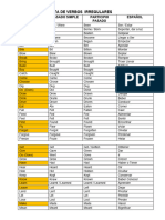 Lista de Verbos Irregulares